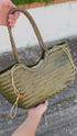 <tc>Carmel - Bolso de piel auténtica tejida a mano en forma de U Verde</tc>